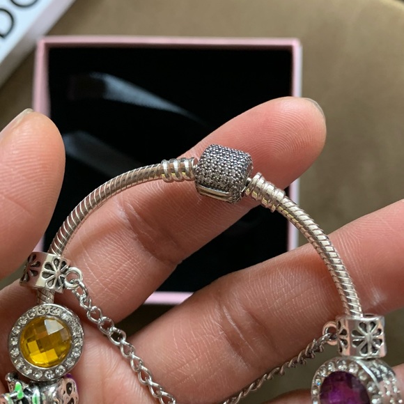 NIB NEW Pandora Pave Clasp Bracelet w/ Colorful Disney Theme Charms - Picture 6 of 13